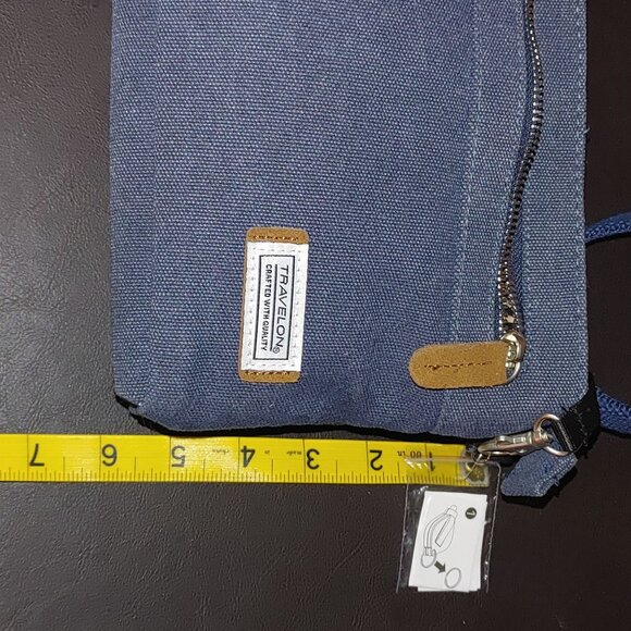 Travelon Blue Crossbody Bag RFID Blocking Anti Theft Heritage Small Cotton - Picture 5 of 8